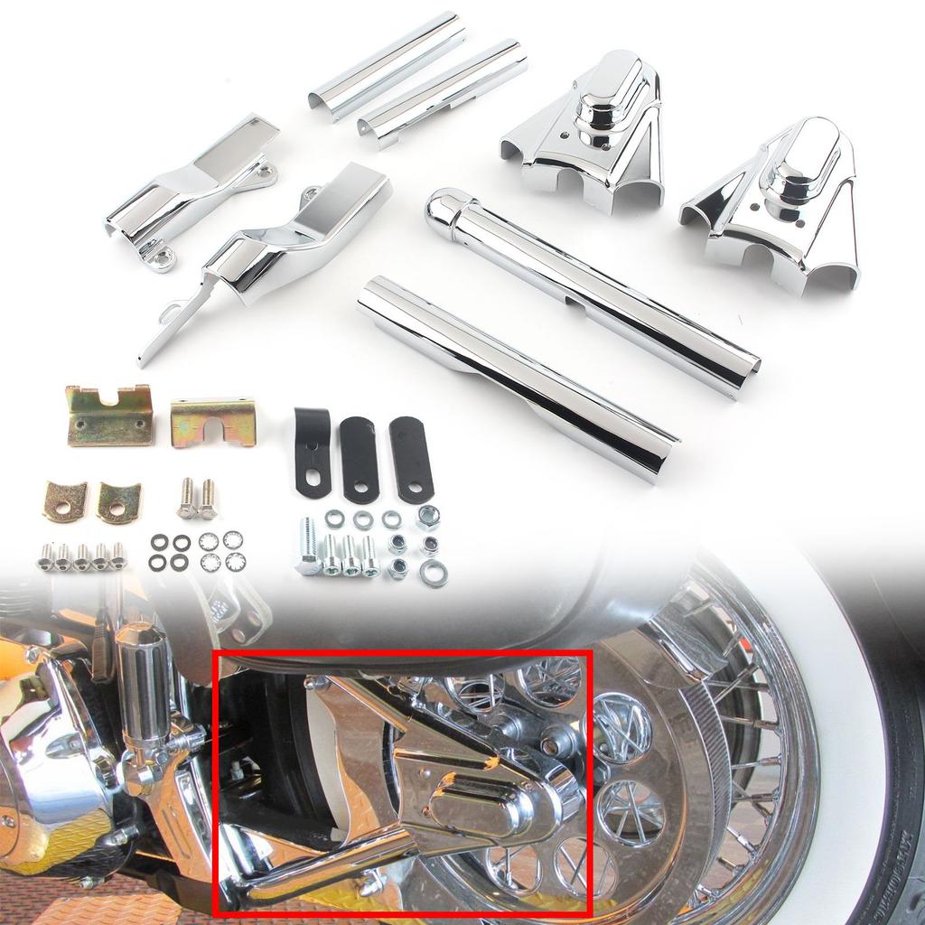 Motorrad Schwingenrohrabdeckungen mit Phantom Achsabdeckungen Chrom Motocross Modifizierte Teile für 2000-2007 Softail Modelle