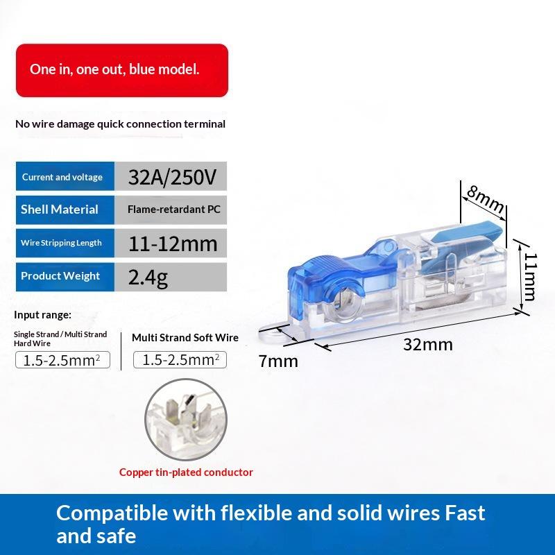 Mini Quick Terminal Block Fast T Type Wire Connector Electric Splice Crimp Non Destructive Without Breaking Cable Insulated Lin