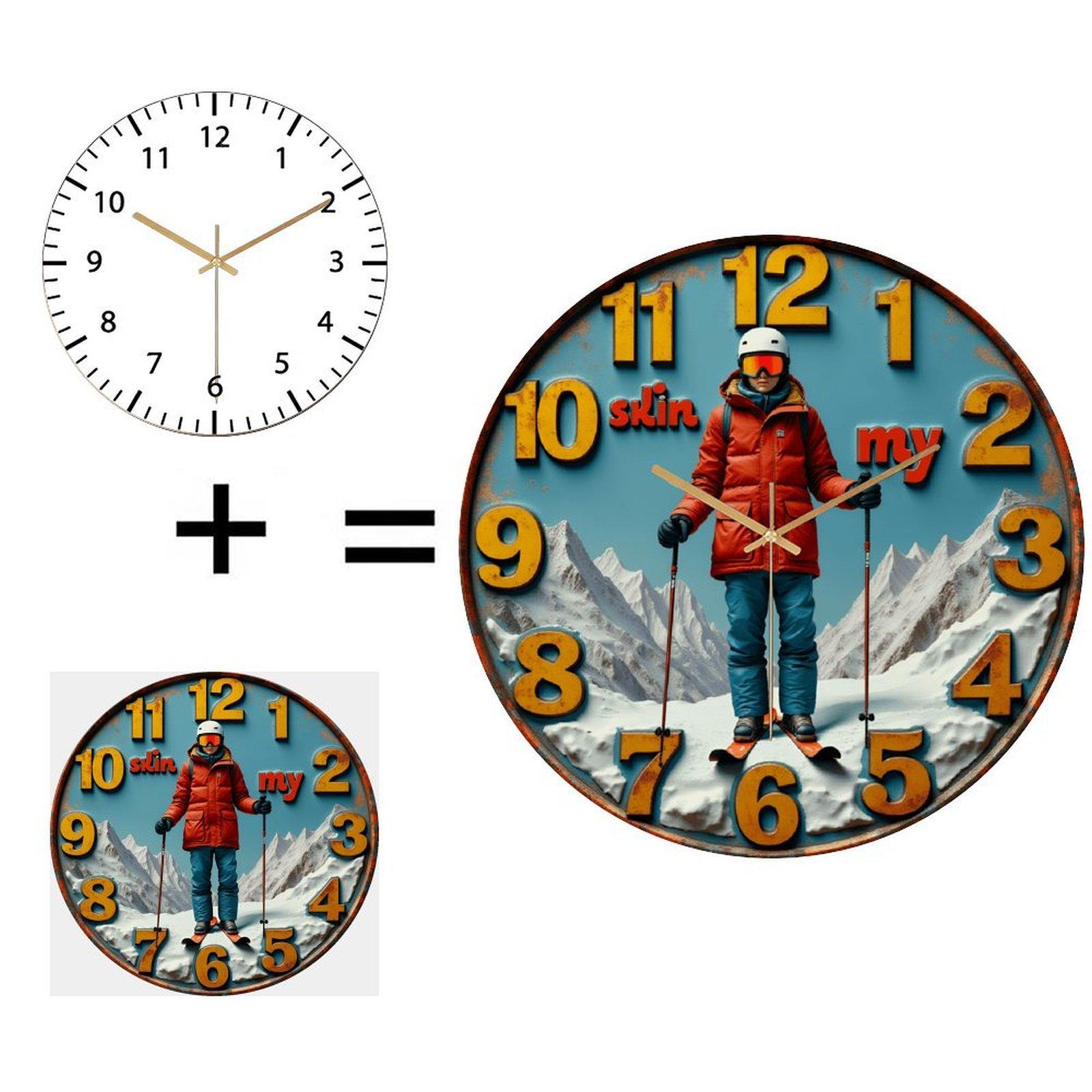 12 Inch Diameter Glass Wall Clock Featuring a Precision German Ronda Movement (White,12 in(30.48cm))