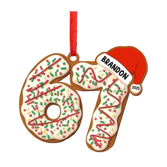 Christmas Pendant Striped Print Number 6 7 Charm 2D Acrylic Hanging Pendant Party Home Festive Cheer Holiday Decoration