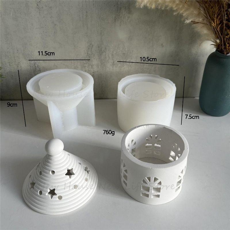 M-Modern-Round House Silicone Mold Tea Candle House Mold Lantern House Mold