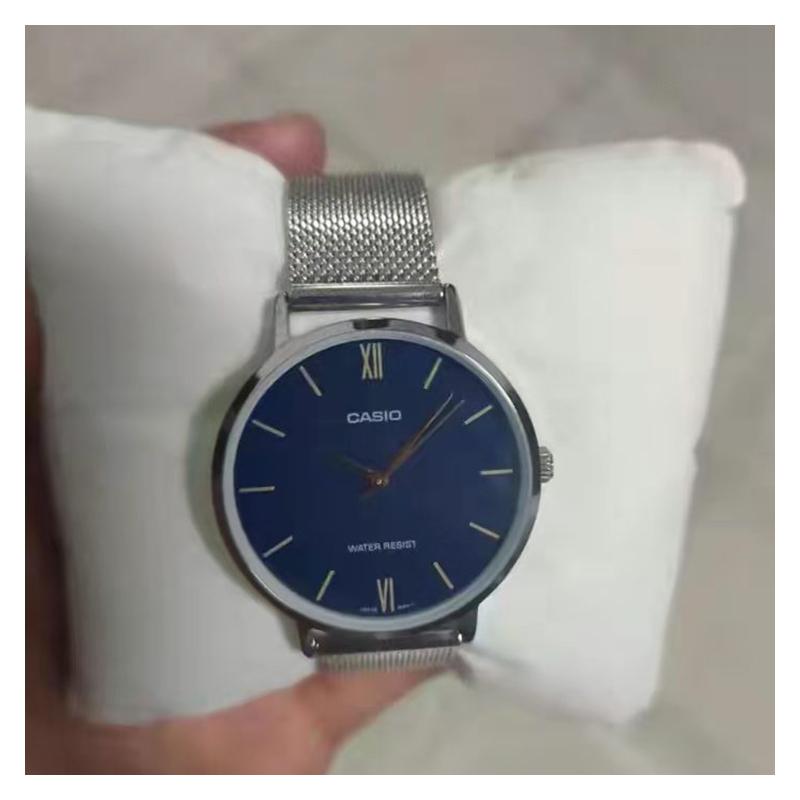 Casio STANDARD Series Waterproof Quartz Movement Stainless Steel Strap Japanese and Korean Watch Men's Watch Blue Dial MTP-B110M-2AV