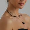 Bohemian Retro Dark Style Ceramic Heart-shaped Pendant Beaded Double-layered Choker Necklace for Women Punk Trendy Jewelry Gifts