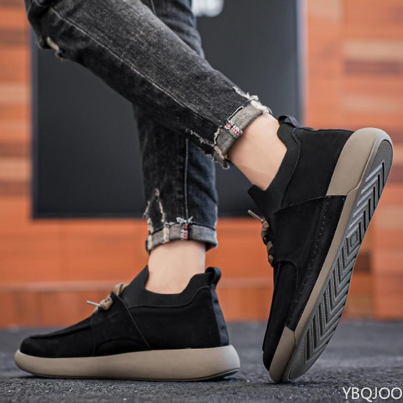 Spring and Autumn Fashion Outdoor Leisure Anti Slip Work Men's Shoes Black Flat Bottom One Foot Sports Men's Single Shoes