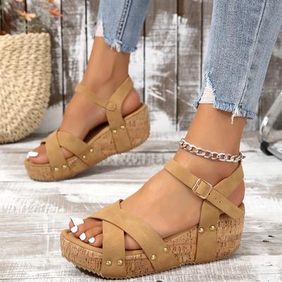 Sandálias Plataforma com Salto Anabela Moda Fivela Romana Bico Aberto Saltos Sapatos Femininos Tendência de Verão Preto Lazer Leve Solado de Borracha