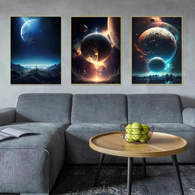 Vesmírná sci-fi Mezihvězdná Černá díra Vesmír Planeta Plakát Dárek Obraz na plátně Moderní Nástěnná umělecká reprodukce Obývací pokoj Ložnice Dekor