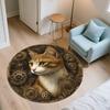 Gear Cat,Round Area Rug,Carpet Rug for Living Room Bedroom Sofa Playroom Decor,Non-slip Floor Mat