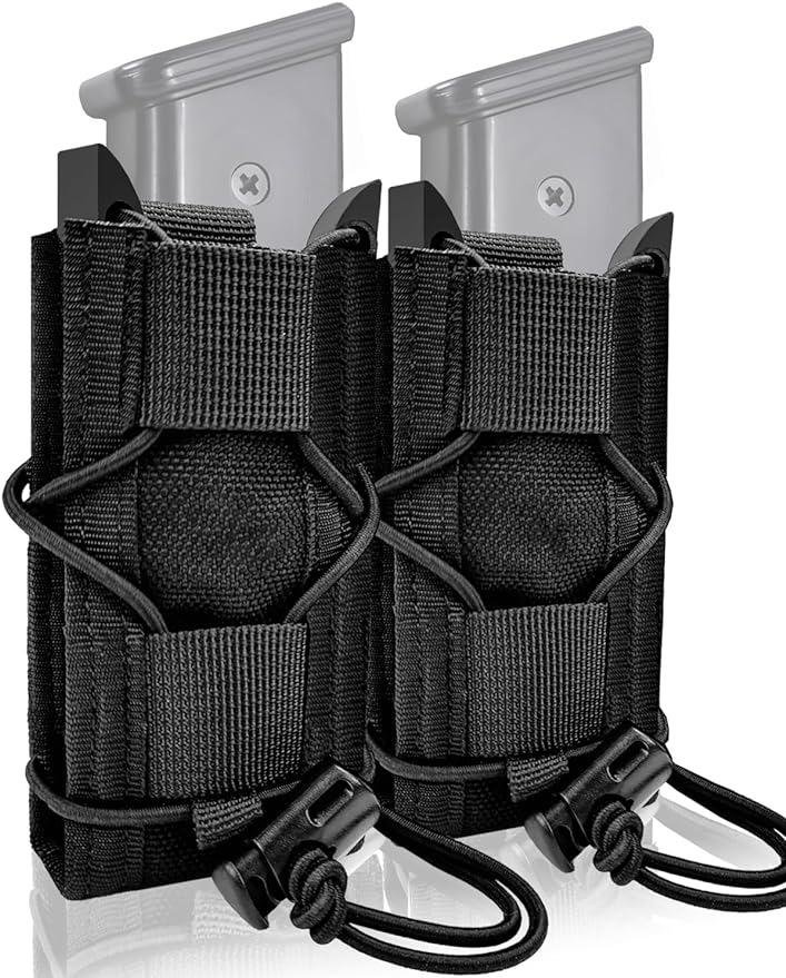 

Triple Pistol Magazine Pouch, Universal Molle Pistol Magazine Holster Carrier, Compatible with 9mm/.40/.45/.380 Caliber/Glo