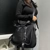 European and American Retro Mesh Splicing Leather Tote Bag, Large Capacity Casual Versatile Diagonal Cross Bag