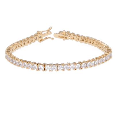 [R7213] - Gold-plated Bracelet 'Rivières De Cristal' White Gold - 19 Cm 4 Mm