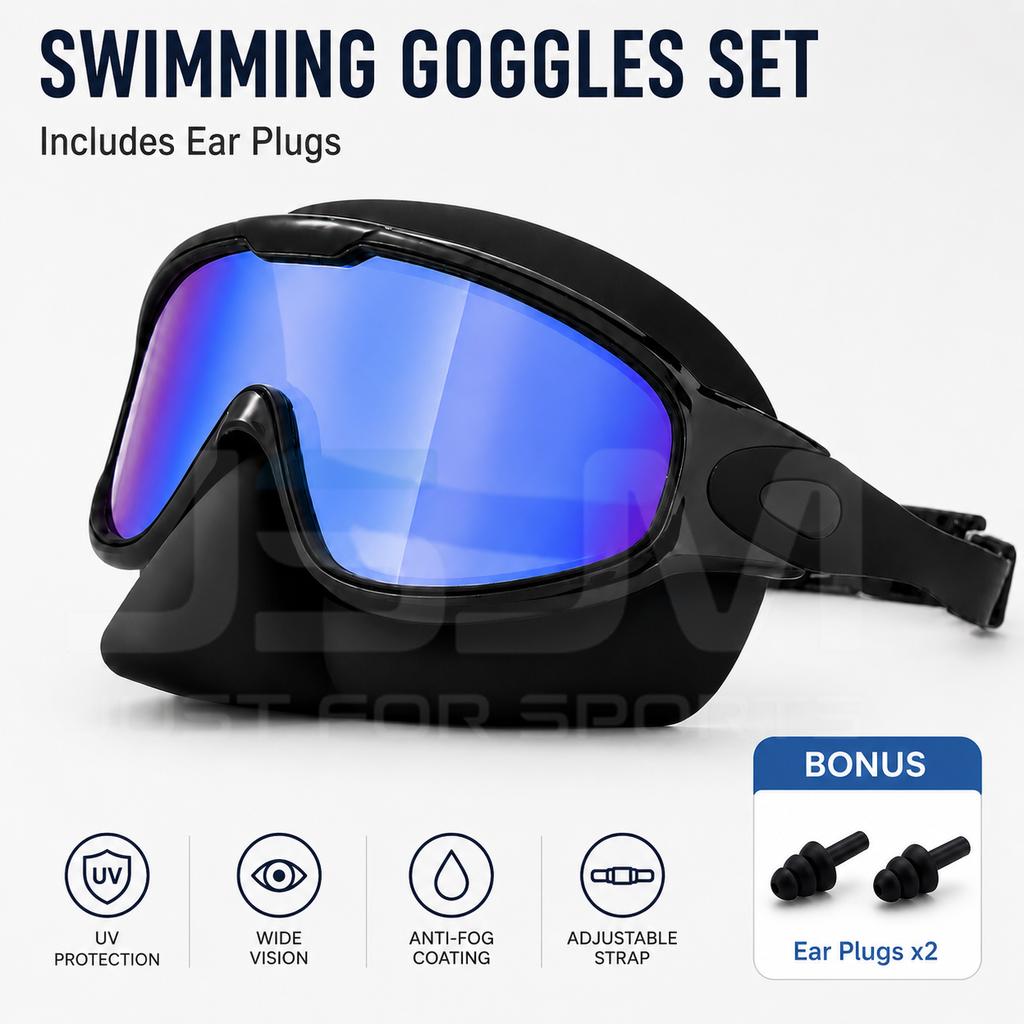 JSJM Upgraded Adult Swimming Goggles HD Anti-Fog Waterproof Swim Glasses Wide View UV Protection Adjustable Strap for Men Women2