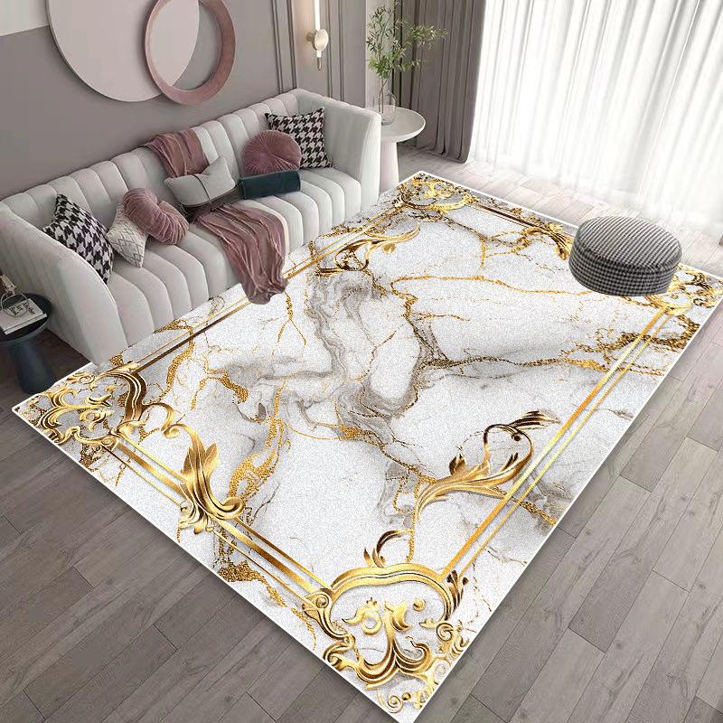 

Nordic Light Luxury Carpet White Gold Non-slip Sofa Area Rug Soft Floor Mat for Living Room Bedroom Hallway Decoration 60*90cm