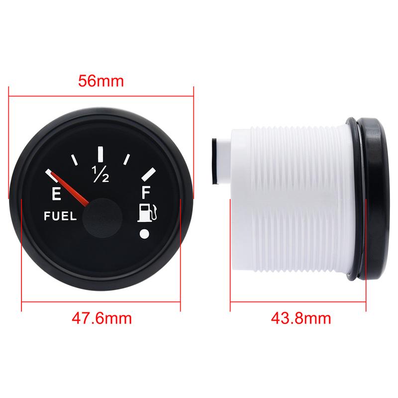 52MM Fuel Level Gauge 0-190 Ohm 7 LED Backlight With Alarm For Marine Car RV Camper Yacht Fuel Level Meter 12V/24V