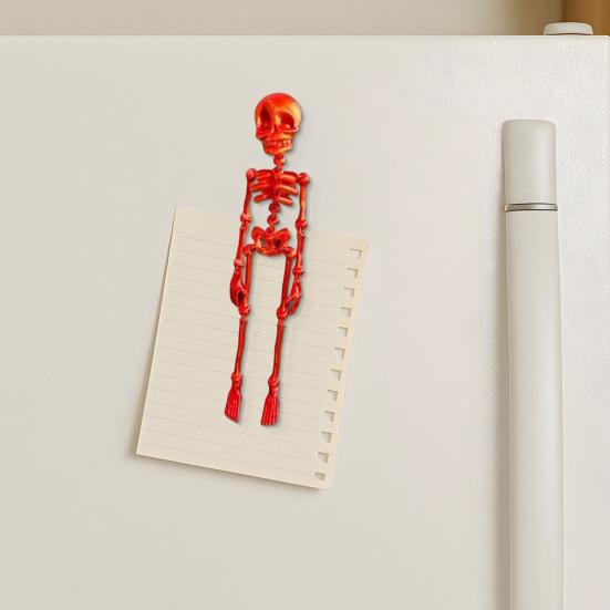 Poseable Skeleton Refrigerator Magnet Halloween Skeleton Figurine with Movable Joints Articulated Gothic Skeleton Magnetic Fridge Decoration Ornament