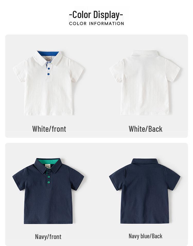 2026 Summer Boys' Polo Shirt - Plain Color Short-Sleeve Children's Top