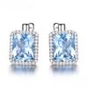 925 Sterling Silver Luxury Nano Sky Blue Topaz  Emerald Gemstone Clip On Earrings Earrings For Women Birthday Fine Jewelry Gift