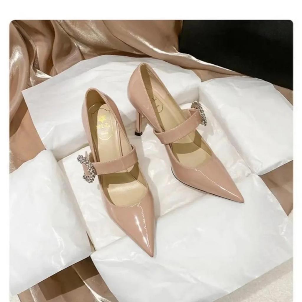 Fashion Patent Leather High Heels Mary Janes Woman Spring Elegant Square Toe Women's Pumps Red Office Ladies Shoes