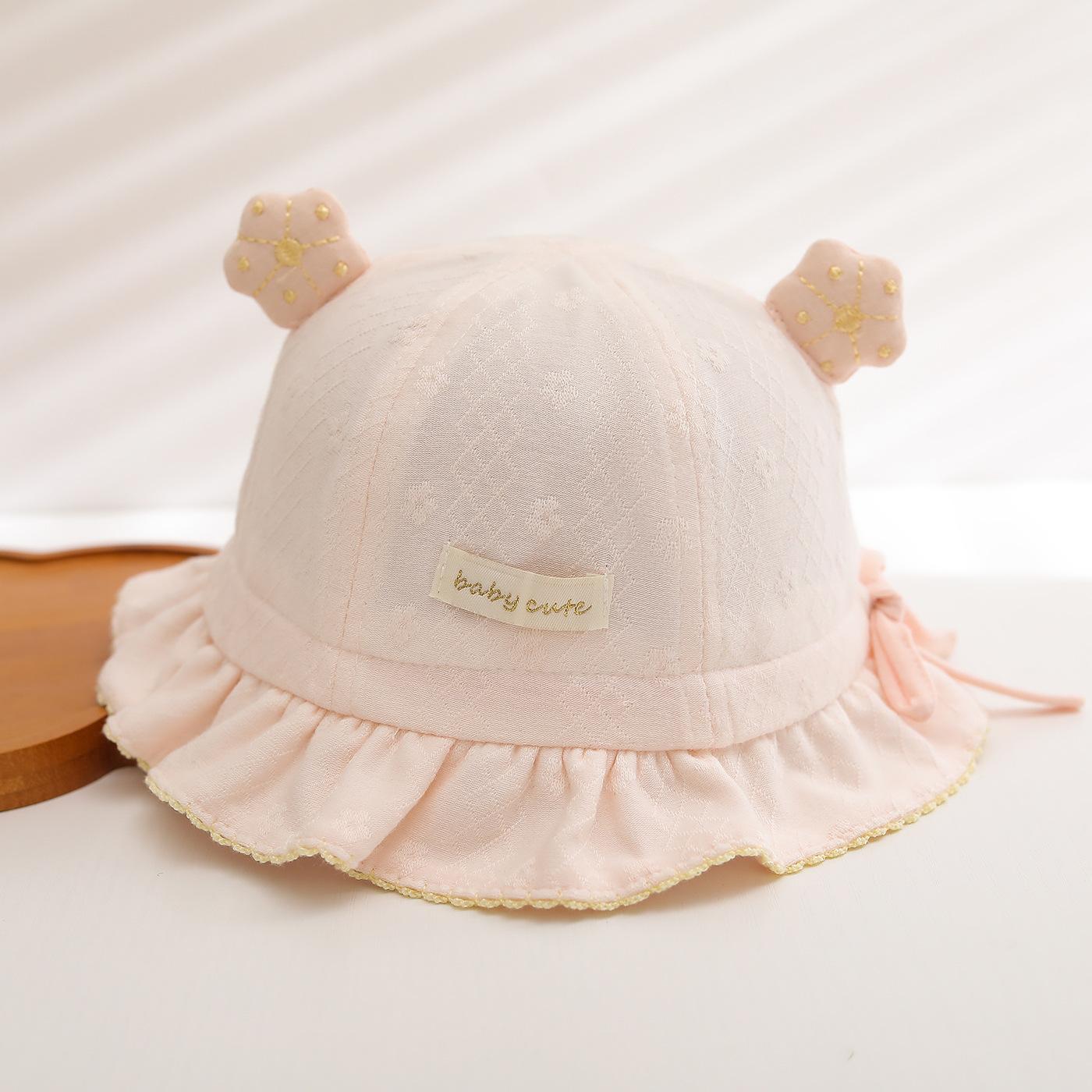 Cute Pink Baby Bucket Hat For Boys And Girls Spring Summer Sun Protection Shade Cap For Kids Outdoor Travel 46cm (about)