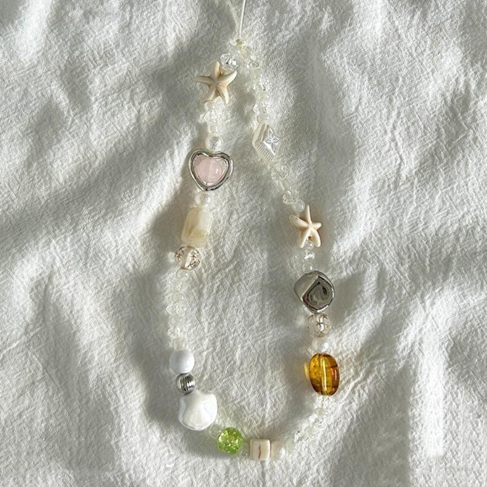Star Pearl Beaded Phone Chain Phone Charms Anti-Lost Phone Strap Wrist Strap Handmade Mobile Lanyard Women Girls