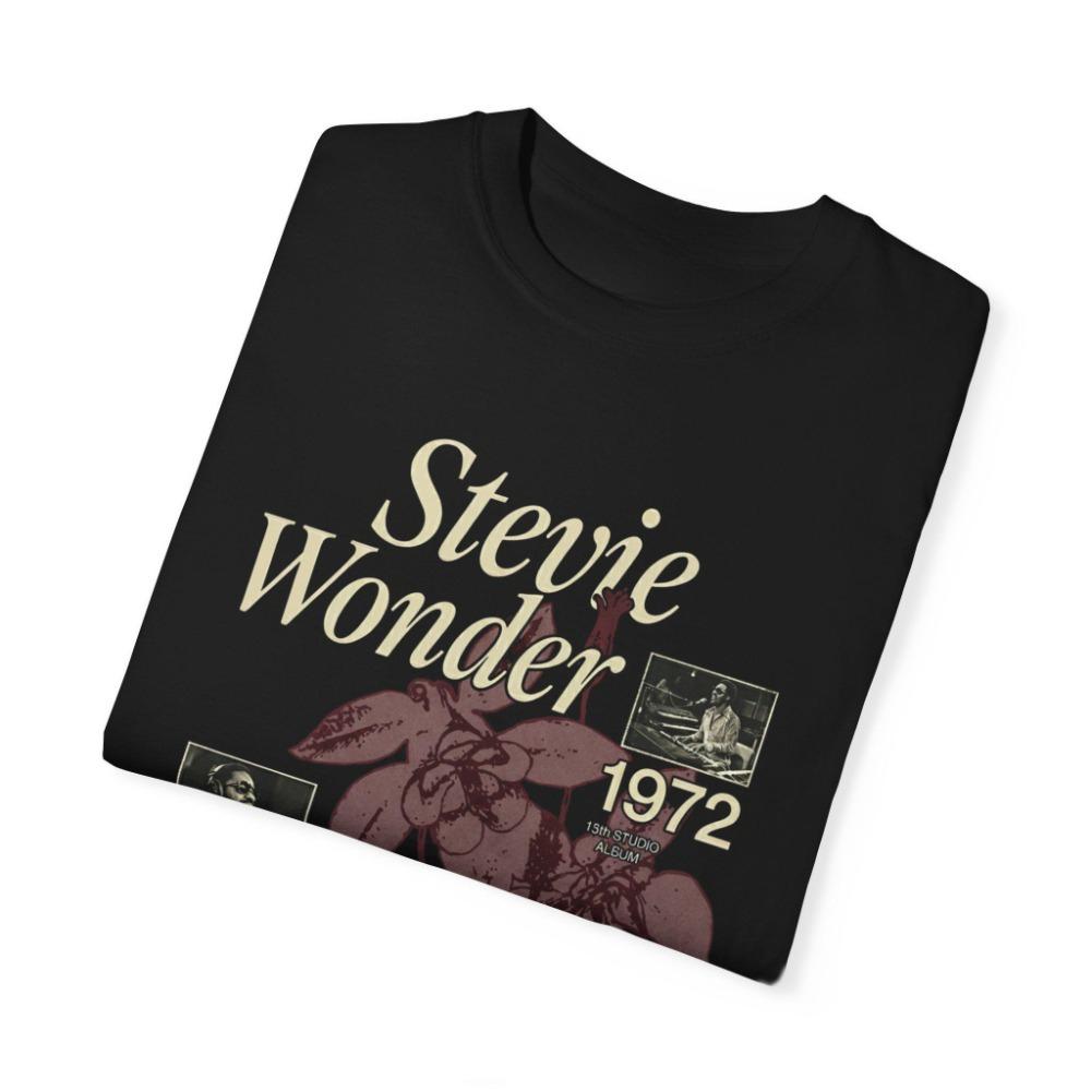 Comfort Colors Stevie Wonder 1972 Album Talking Book Graphic TShirt Pure Cotton All Seasons Couple Streetwear Top