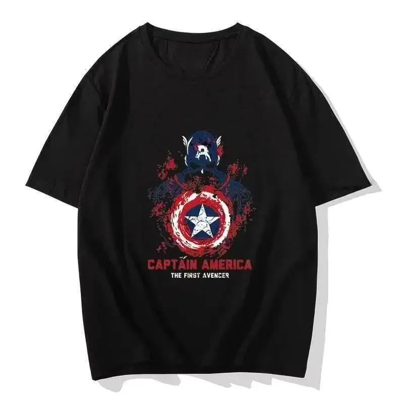 American Captain printed pure cotton shortsleeved shirt and loose roundneck Tshirt