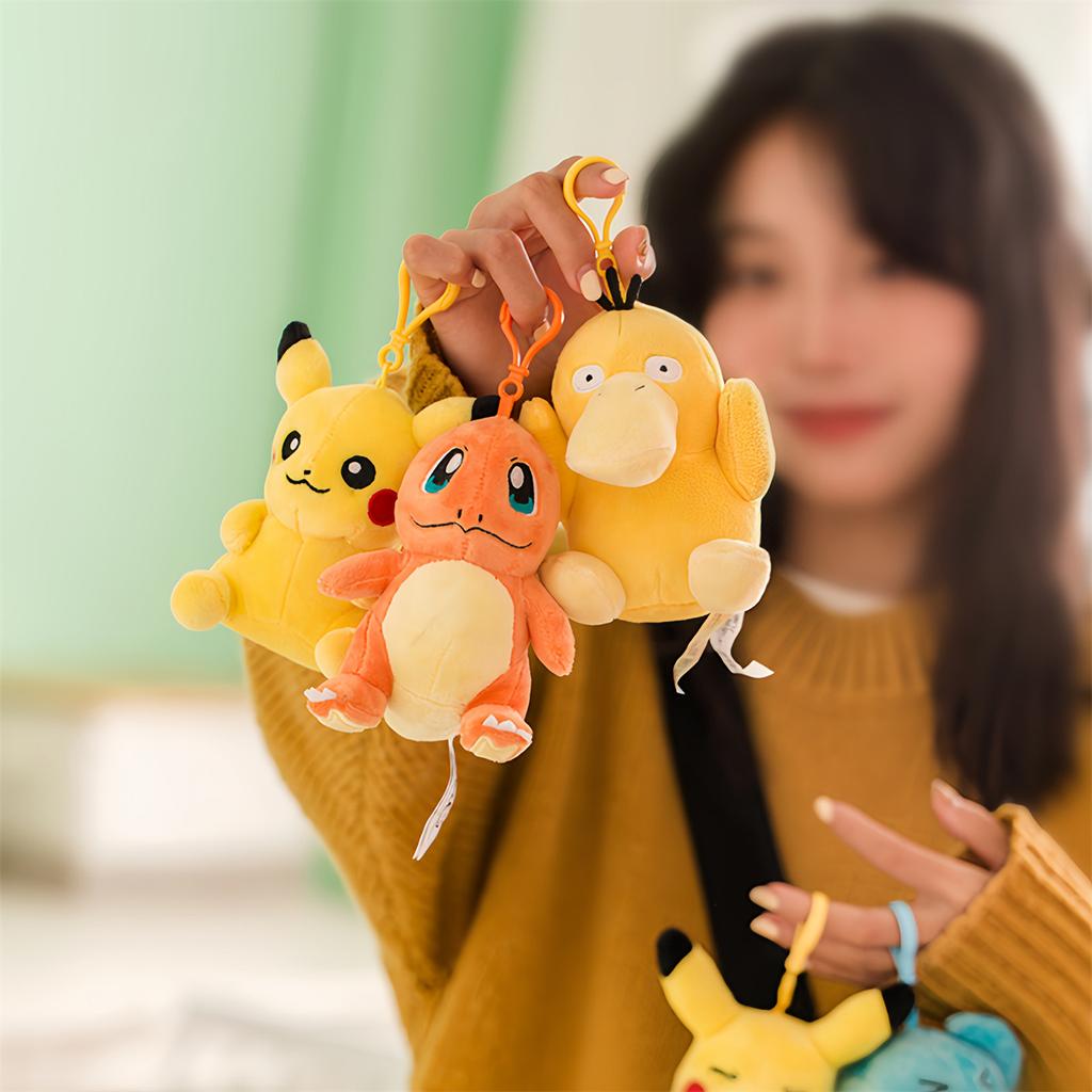 Original Plush Keychain Cartoon Toys Pikachu Mew Jigglypuff Squirtle Eevee Snorlax Bulbasaur Doll Kids Kawaii Toy