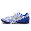 Football shoes men's low-top blue and white porcelain spikes youth professional training sneakers foreign trade explosion large size sports shoes