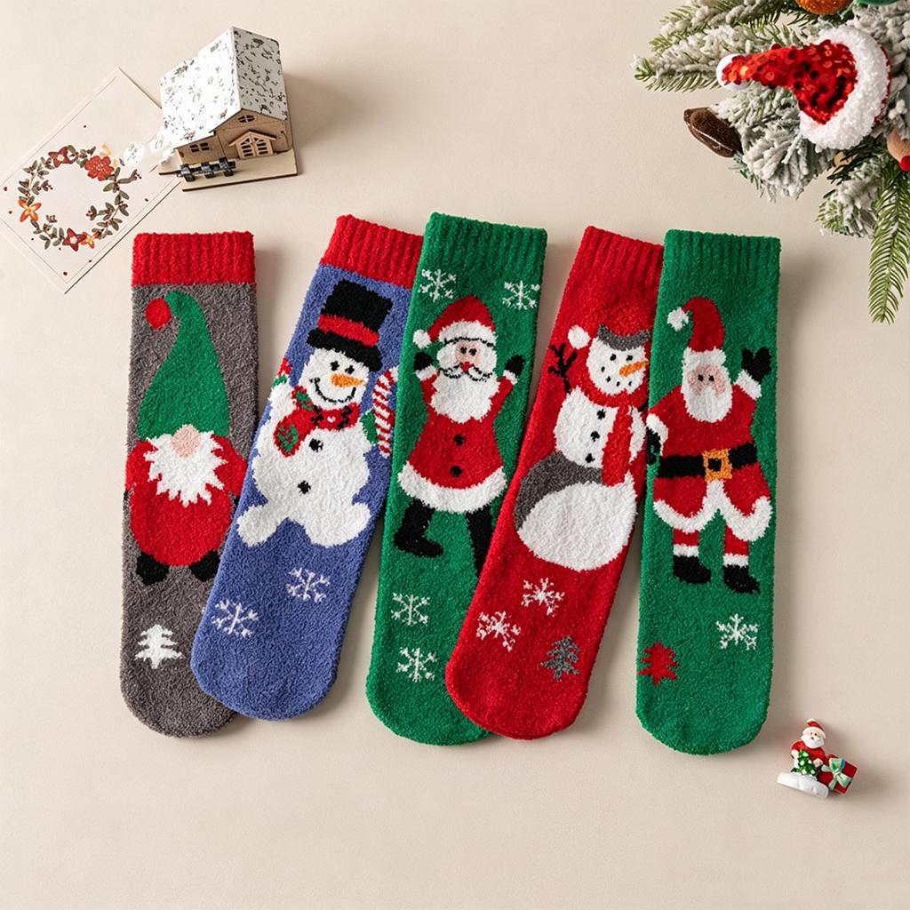 Women's Thick Warm Mid-Calf Sleep Socks Cute Cozy Floor Socks for Christmas