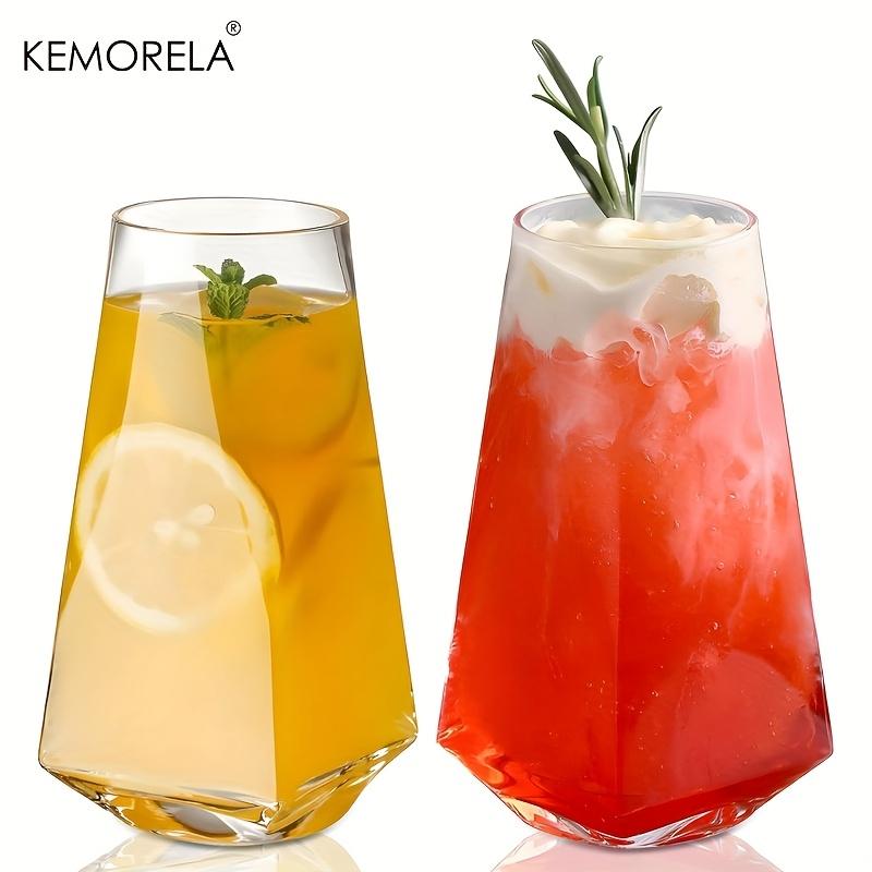 KEMORELA 500ml Geometrical Highball Glasses Crystal Glass, Reusable Machine Washable Multipurposefor Water Cocktail Beer Juice