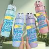 1PC Life With Jesus Lemonade Quote 750ml Color Plastic Sports Water Bottle Leakproof Flip Straw Lid Suitable for Sports Office Home Use