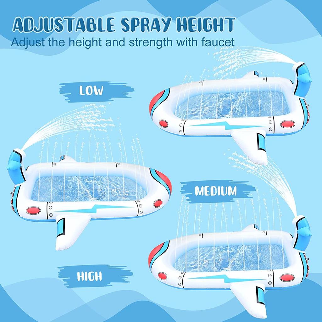 SVNVIOZ Large Fountain Pool for Kids, 180cm Wide X 96cm Deep, Play Mat, Water Play, Vinyl Pool, Fountain Toy, Portable, Summer Days, Lawn Play,