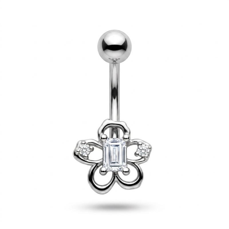 Hypoallergenic Belly Button Ring 316 Stainless Steel Shiny Zircon Fashion Navel Piercing Jewelry for Summer Beach Vacation