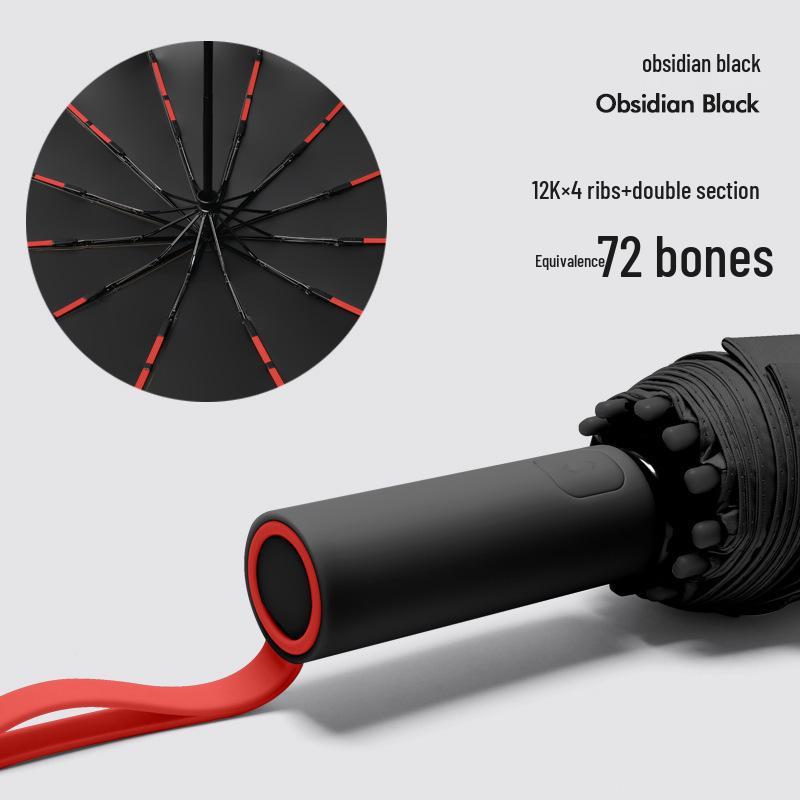 72-Rib Strong Automatic Sun Protection Umbrella for Women & Men, Large Folding Design for Sun and Rain