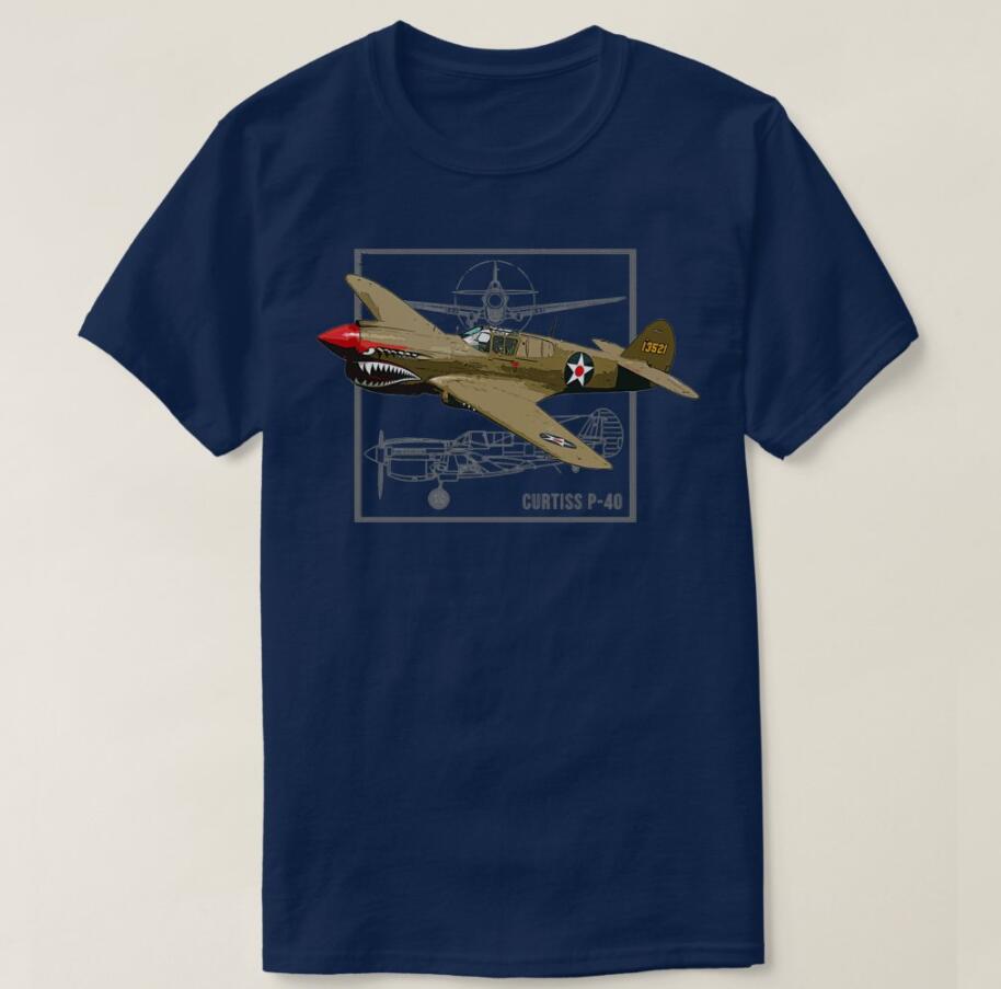 Curtiss P40 Warhawk Fighter Plane Men TShirt Short Sleeve Casual Cotton ONeck Summer Men Clothing