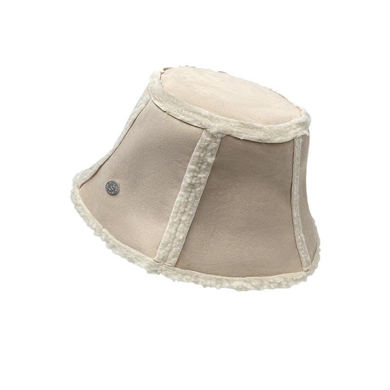 Korean Style Fashionable Suede Lampshade Bucket Hat for Women Autumn and Winter Warm Double Sided Straight Fisherman Hat Trendy Basin Hat
