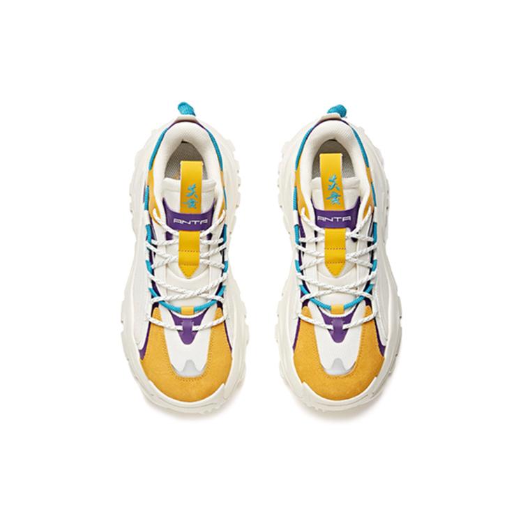 New Anta Hot Anti Slip And Wear Resistant Height Increasing Low Top Chunky Sneakers Men's Yellow White 912038890-3