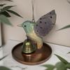 Wood Carving Hummingbird Ornament with Tree Stump/Bell Handcrafted Bird Figurine Statue Sculpture