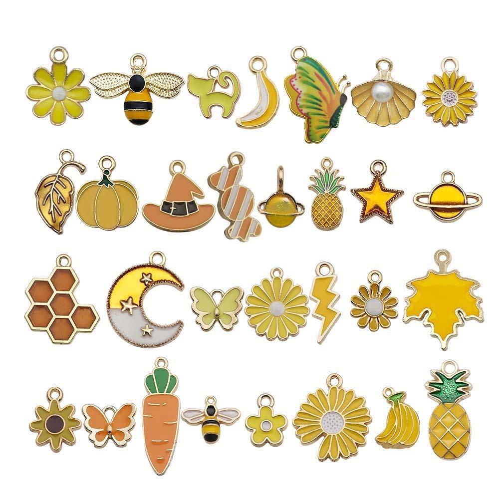 Alloy KC Gold DIY Jewelry Accessories: Earrings, Bracelets, Necklaces, Pendants, Charms - 110 Pcs/bag