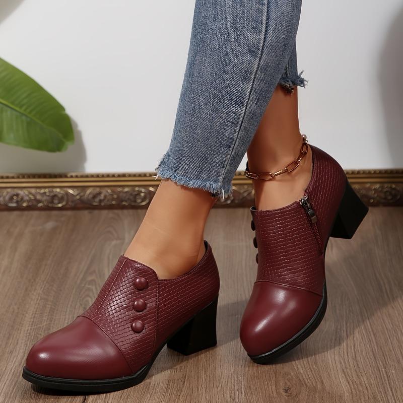 Spring 2025 New Pointed Toe Chunky Heel Slip-On Women's High Heels