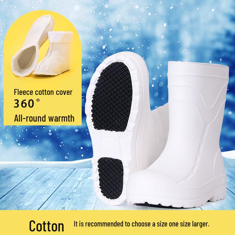 EVA Men's Tall White Non-Slip Rain Boots for Chefs, Mid-Calf, Food Hygiene.