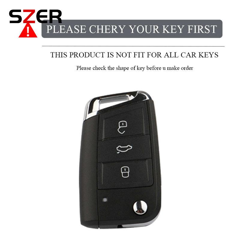 Leather Tpu Car Key Case Cover Fob For Vw Volkswagen Golf 7 Mk7 Tiguan Mk2 For Seat Ateca Leon Fr 2 Ibiza For Skoda Octavia