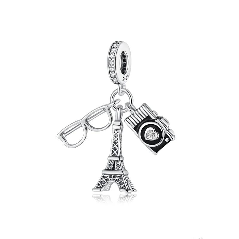 Paris Tower Aircraft Travel Charms Pendant Beads Fitoriginal Bracelet For Women Jewelry Travel Commemorative Gifts For Friends