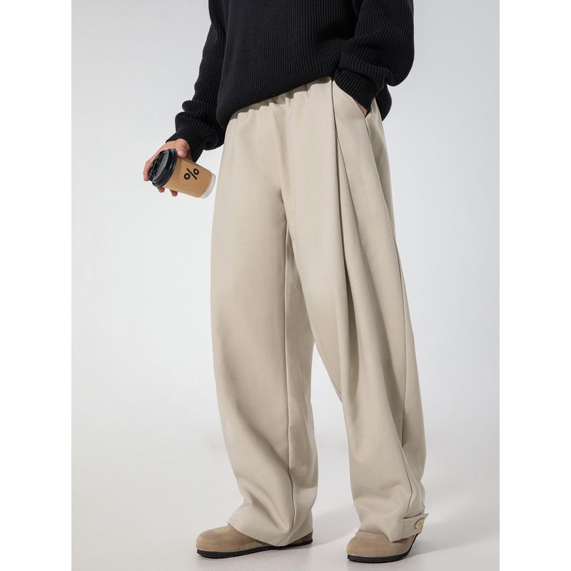 Wassup Japanese-Style Drapey Wrinkle-Resistant Casual Trousers Spring Straight-Leg Vintage Melard Dress Pants Loose Versatile Pants