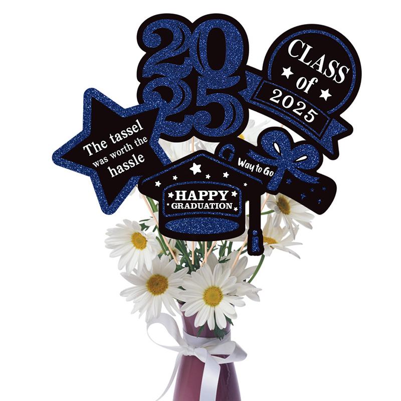 Paper Cupcake Toppers Class Of 2025 Graduation Decorations 2025 Grad Centerpiece Sticks Graduation Party Table Topper Decoration