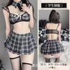 Sex underwear sexy hollow pure desire three-point temptation plaid student uniform suit -
