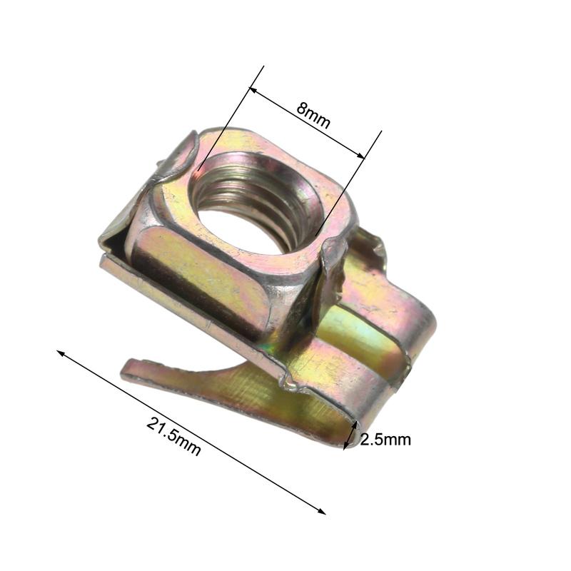 10Pcs Automotive Car License Plate Fasteners 6mm or 8mm Screw Rivet Fixed Retaining Clips Metal M6 Nut U-Type Gasket