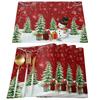 Christmas Placemats 12×18 Inches Christmas Tree Snowman Holiday Indoor Kitchen Dining Table Place Mats for Home Party Decoration