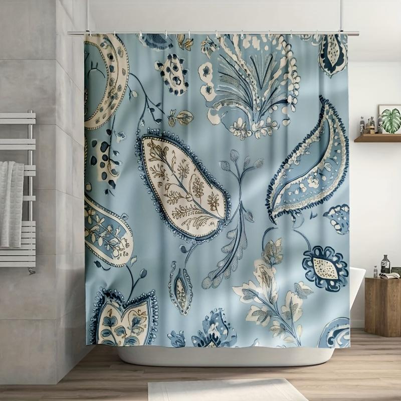 

Elegant Paisley & Floral Shower Curtain, Soft Waterproof Polyester, 71x71 , Easy-Clean, Hooks Included, Serene Bathroom Decor W90xH180cm