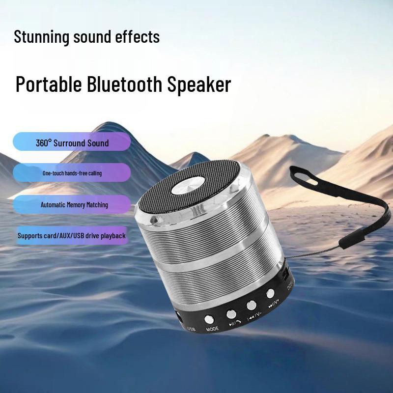 Portable Bluetooth Speaker with Shocking Bass and Card Slot - WS-887