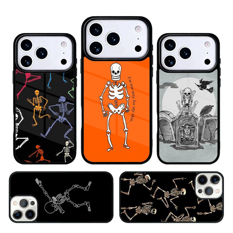 Spooky Skull Funny Dance Skeleton Phone Case For iPhone 17 AIR 16 Pro Max 15 14 Pro 11 12 13 Shockproof Silicone Cover